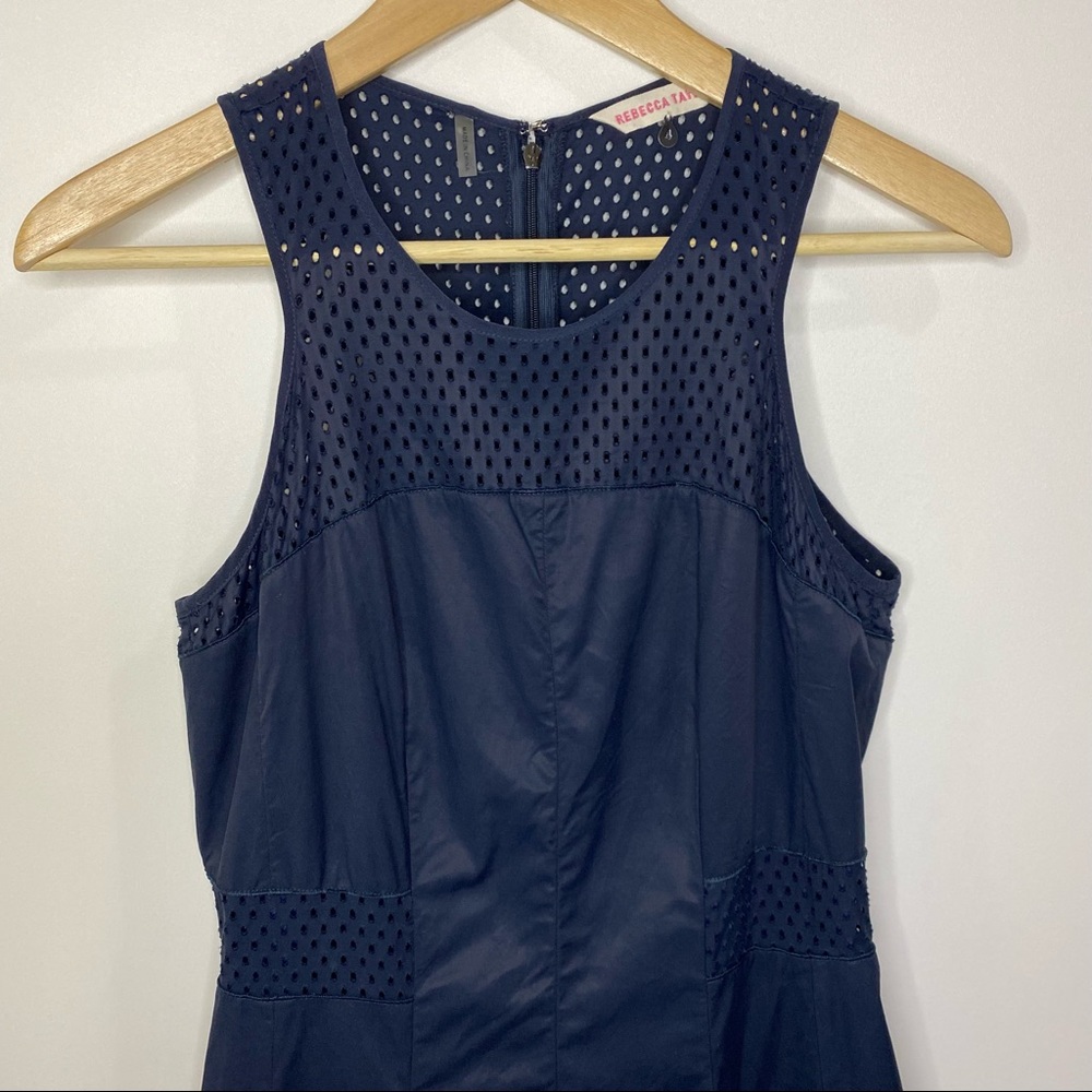 Rebecca Taylor Laser Cut Woven Sleeveless Fit & Flare Dress Women's Size 4 - Picture 3 of 10